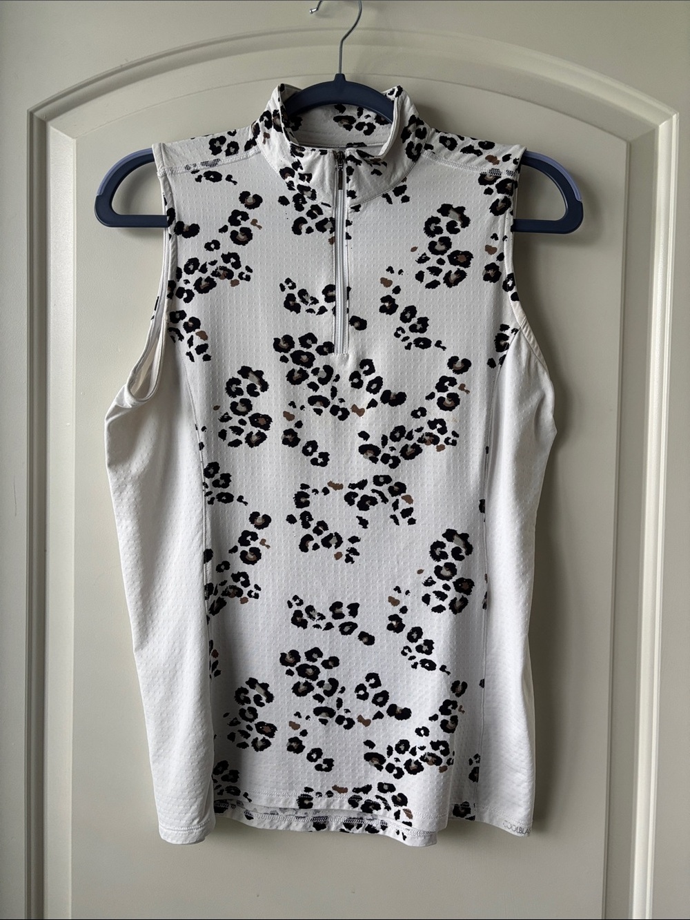 Dover Saddlery Coolblast 100 Ladies’ Sleeveless Quarter Zip Top- Leopard Print